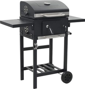 vidaXL Ψησταριά Κάρβουνου / BBQ Μαύρη με Κάτω Ράφι