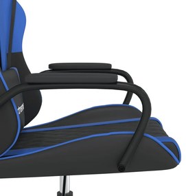 Καρέκλα Gaming Μασάζ Μαύρο/Μπλε από Συνθετικό Δέρμα - Μαύρο