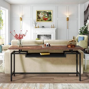 Κονσόλα Onole καρυδί - μαύρο μέταλλο 180x35x82 εκ. 180x35x82 εκ.