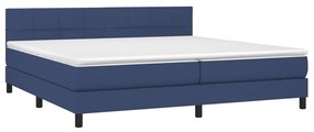 vidaXL Κρεβάτι Boxspring με Στρώμα Μπλε 200x200 εκ. Υφασμάτινο