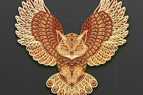 Intra απο ξύλο plywood 3mm-4mm πάχος 3d Owl , Mandala Layered Owl Δίασταση 7x7 cm INTRAFABR-124387869