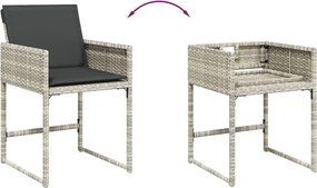vidaXL Σετ Τραπεζαρίας Κήπου 9 τεμ. Αν. Γκρι Συνθ. Ρατάν με Μαξιλάρια