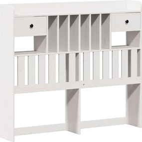 vidaXL Κρεβάτι Βιβλιοθήκη Χωρίς Στρώμα Λευκό 135x190 εκ Μασίφ Πεύκο