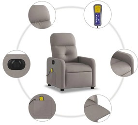 vidaXL Πολυθρόνα Μασάζ Ηλεκτρική Ανακλινόμενη Taupe Υφασμάτινη