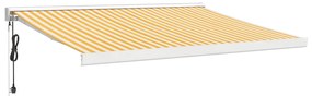 vidaXL Τέντα Πτυσσόμενη Κίτρινη/Λευκή 3,5 x 2,5 μ. Ύφασμα / Αλουμίνιο