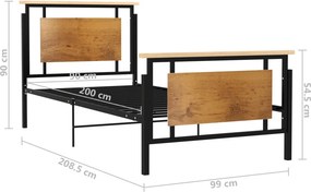 vidaXL Πλαίσιο Κρεβατιού 90 x 200 εκ. Μεταλλικό