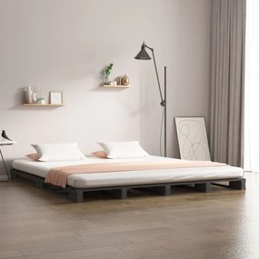 vidaXL Πλαίσιο Κρεβατιού Γκρι 180x200 εκ. Μασίφ Πεύκο 6FT Super King