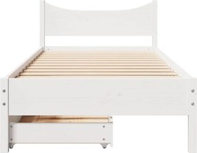 vidaXL Πλαίσιο Κρεβατιού με Συρτάρια Λευκό 75x190εκ. Μασίφ Πεύκο