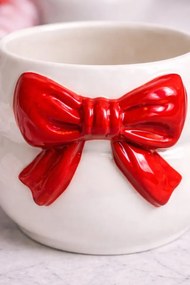 Κεραμική κούπα με ανάγλυφο φιόγκο 3D χειροποίητη Κόκκινο