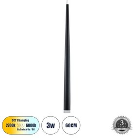Κρεμαστό Φωτιστικό Οροφής Μονόφωτο LED 3W 330lm TEARS Globostar-61309-Μαύρο 61309