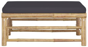 vidaXL Υποπόδιο/Σκαμπό Κήπου από Μπαμπού με Σκούρο Γκρι Μαξιλάρι