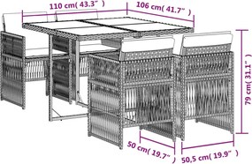 vidaXL Σετ Τραπεζαρίας Κήπου 5 τεμ. Μικτό Μπεζ Συνθ. Ρατάν &amp; Μαξιλάρια