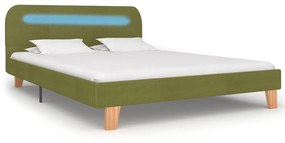 Πλαίσιο Κρεβατιού με LED Πράσινο 140 x 200 εκ. Υφασμάτινο - Πράσινο