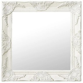 Καθρέφτης Τοίχου με Μπαρόκ Στιλ Λευκός 50 x 50 εκ.
