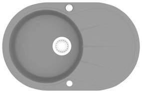 vidaXL Νεροχύτης με Μονή Γούρνα Οβάλ Γκρι Γρανιτένιος