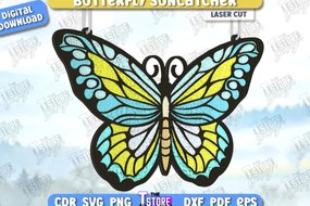 Σετ των 2 Intra απο ξύλο plywood 3mm-4mm πάχος Suncatcher πεταλούδας | CNC Δίασταση 30x20 cm INTRAFABR-123578675