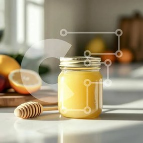 Intra Συλλεκτικό Ξύλινο Παζλ Plywood  4mm - Βάζο με μέλι με φρούτα σε έναν πάγκο Σε Ξύλινο Κουτί - Διαστάσεις: 10x10 cm – 25 κομμάτια