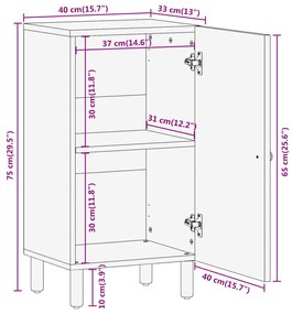 Βοηθητικό Ντουλάπι 40 x 33 x 75 εκ. από Μασίφ Ξύλο Μάνγκο - Καφέ