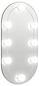 Καθρέφτης με Φώτα LED 40x20 εκ. Γυαλί Οβάλ - Ασήμι