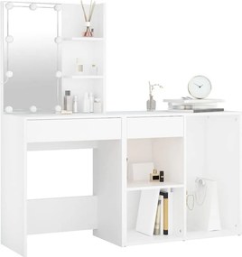 vidaXL Μπουντουάρ με LED Λευκό από Επεξεργασμένο Ξύλο με Ντουλάπι