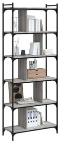 vidaXL Βιβλιοθήκη 6 Επιπέδων Γκρι Sonoma 76 x 32 x 192 εκ. Επεξ. Ξύλο