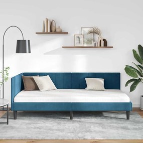 vidaXL Κρεβάτι Γωνίας με κεφαλάρι Μπλε 100 x 200 cm Βελούδο