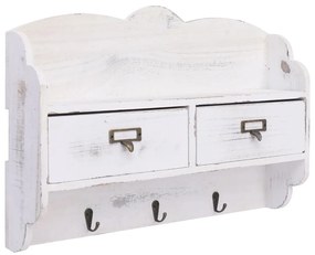 vidaXL Κρεμάστρα Τοίχου Λευκή 50 x 10 x 34 εκ. Ξύλινη