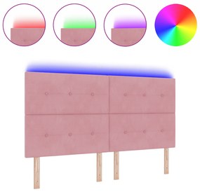 vidaXL LED Κεφαλάρι Ροζ 90 εκ Βελούδο