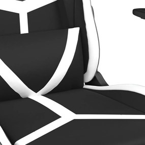 Καρέκλα Gaming Μασάζ Υποπόδιο Μαύρο/Λευκό από Συνθετικό Δέρμα - Μαύρο