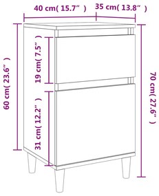 Κομοδίνο Μαύρο 40 x 35 x 70 εκ. - Μαύρο