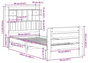 ΚΡΕΒΑΤΙ ΒΙΒΛΙΟΘΗΚΗ ΧΩΡΙΣ ΣΤΡΩΜΑ 90X200 ΕΚ ΜΑΣΙΦ ΞΥΛΟ ΠΕΥΚΟΥ 3309953