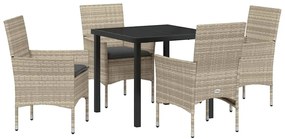 vidaXL Σέτ φαγητού για κήπο με μαξιλάρι 5 pcs Ανοιχτό γκρι Πολυ ράταν