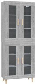 vidaXL Ντουλάπι Γκρι Sonoma 69,5 x 34 x 180 εκ. Επεξεργασμένο Ξύλο