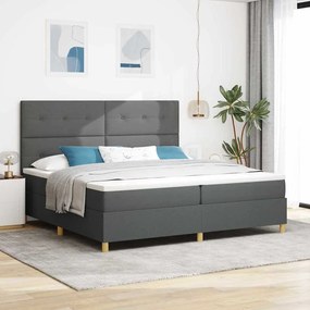 vidaXL κρεβάτι Box Spring με στρώμα & LED  σκούρο γκρι 200x200 εκ. ύφασμα