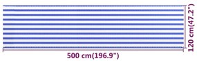 Διαχωριστικό Βεράντας Μπλε / Λευκό 120 x 500 εκ. από HDPE - Πολύχρωμο