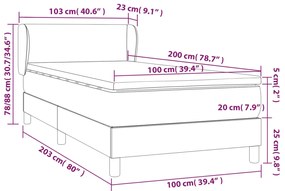 vidaXL Κρεβάτι Boxspring με Στρώμα Μαύρο 100 x 200 εκ. Υφασμάτινο