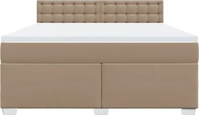 vidaXL Κρεβάτι Boxspring με Στρώμα Καπουτσίνο 180x200 εκ. Συνθ. Δέρμα