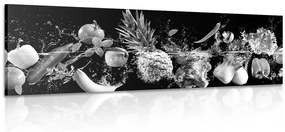 Εικόνα βιολογικών φρούτων και λαχανικών σε μαύρο & άσπρο