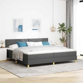 vidaXL LED Κρεβάτι με βάθρο Σκούρο Γκρι 200 x 200 cm ύφασμα