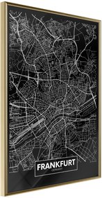 Αφίσα - City Map: Frankfurt (Dark) - 20x30 - Χρυσό - Χωρίς πασπαρτού