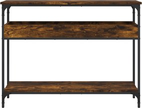 vidaXL Τραπέζι Κονσόλα με Ράφι Καπνιστή Δρυς 100x29x75 εκ. Επεξ. Ξύλο