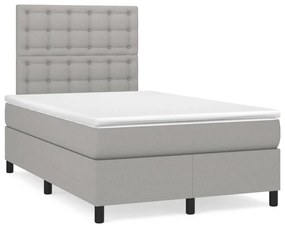 Κρεβάτι Boxspring με Στρώμα Ανοιχτό Γκρι 120x200 εκ. Υφασμάτινο - Γκρι