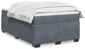 Κρεβάτι Boxspring με Στρώμα Σκούρο Γκρι 120x200 εκ. Βελούδινο - Γκρι