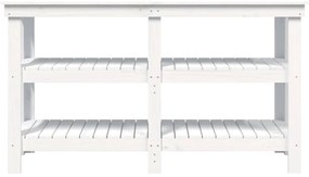 vidaXL Πάγκος Εργασίας Λευκός 142,5x50x80 εκ. από Μασίφ Ξύλο Πεύκου