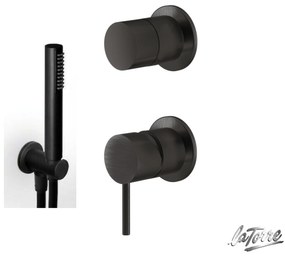 La Torre ELLE316 Black Brushed ΣΕΤ Επίτοιχη παροχή νερού+Τηλέφωνο+Σπιράλ+Μίκτης εντοιχισμού