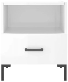 Κομοδίνο Γυαλιστερό Λευκό 40 x 35 x 47,5 εκ. Επεξεργασμένο Ξύλο - Λευκό