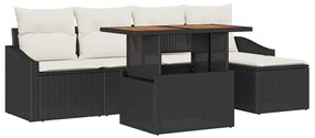 vidaXL Σετ Καναπέ Κήπου με αποθήκευση 6 pcs Μαύρο Πολυ ράταν