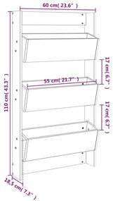 Ζαρντινιέρα Τοίχου 3 Επιπέδων Μελί 60x18,5x110 εκ. Μασίφ Πεύκο - Καφέ