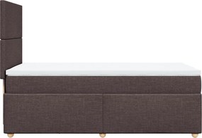 vidaXL Κρεβάτι Boxspring με Στρώμα Σκούρο Καφέ 100x200 εκ. Υφασμάτινο
