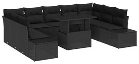 vidaXL Σετ Καναπέ Κήπου με μαξιλάρι 10 pcs Μαύρο 100 x 55 x 73 εκ.